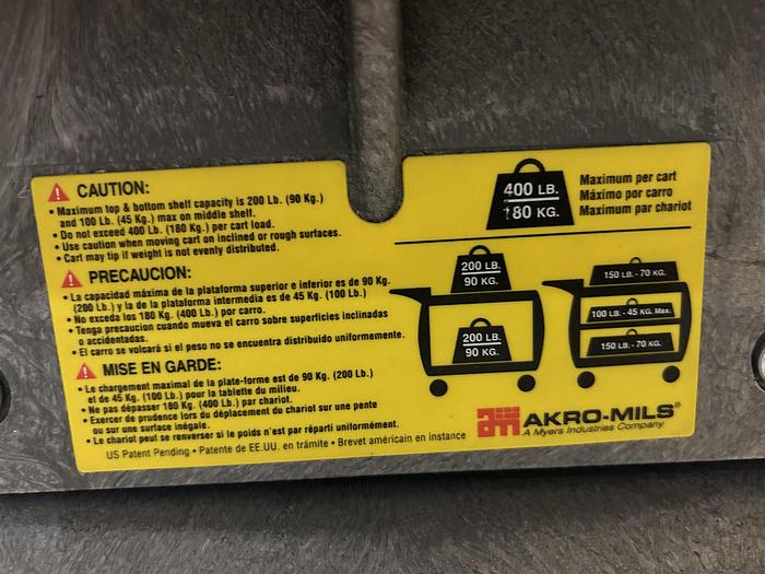 Used AKRO-MILS Bin Utility Cart - 11" X 5-1/2" X 5" Green Bins - GHC-11