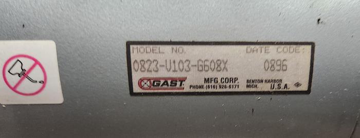 Used Gast 0823-V2-G608NEX Rotary Vacuum Pump 3/4 HP, UNTESTED - GHB-60