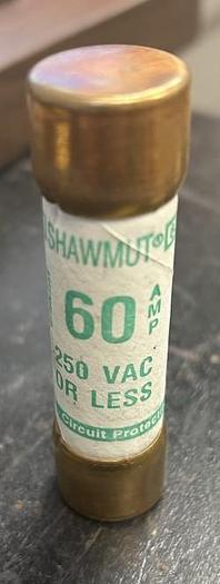 Used Lot of 2 Shawmut 60 Amp 250V Fuses Cat No. 25060 Class 5K - GHB-63-D18