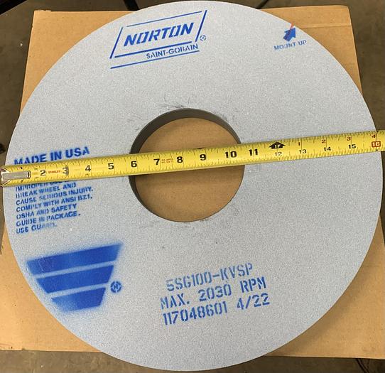 Used  Norton 16"x1"x5" 5SG100-KVSP Grinding Wheel GHA160
