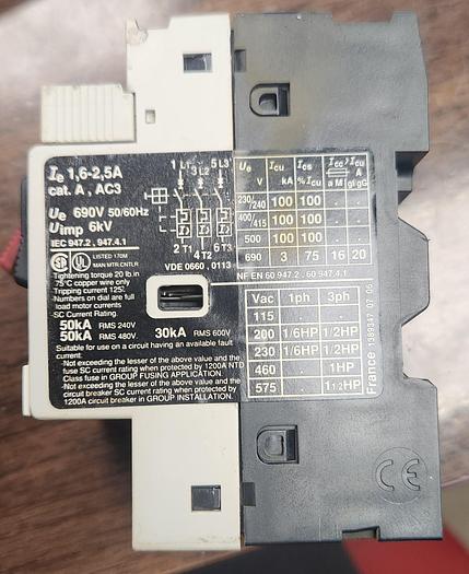 Used TELEMECANIQUE * MOTOR STARTER & PROTECTOR IEC 947-2,947-4-1 * GV2-M07 *kjs* - GHA-99