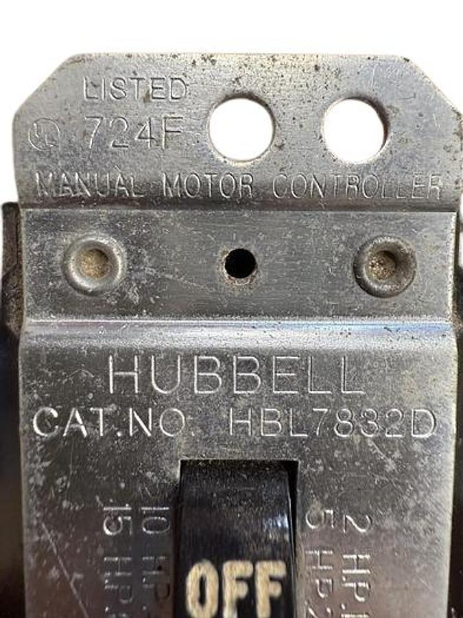 Used HUBBELL HBL7832D Manual Motor Controller 