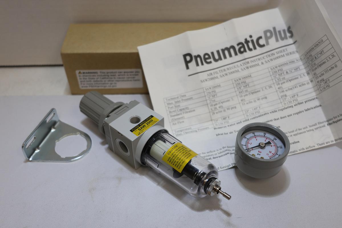 PneumaticPlus SAW2000M-N02BG 1/4" NPT Air Filter Regulator w/ Gauge New