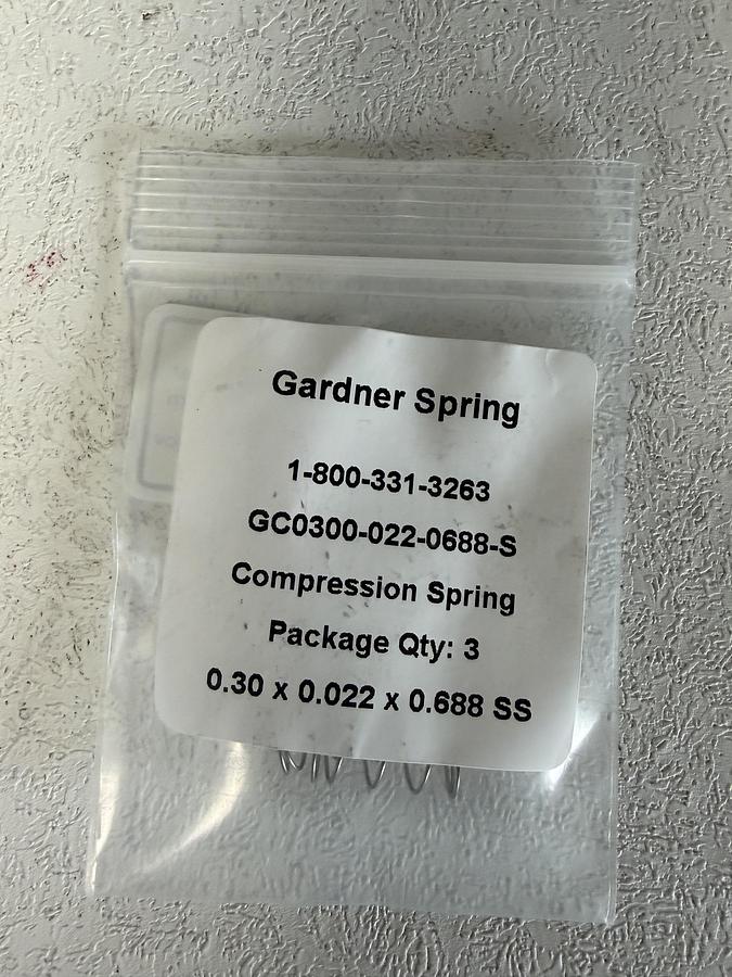 Used Gardner Spring Compression Spring 0.30x0.022x0.688 (pack of 3)