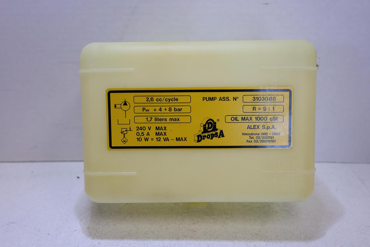 Used DropsA 3103088 Pneumatic Lubrication Pump Assembly 240V 1.7L Used
