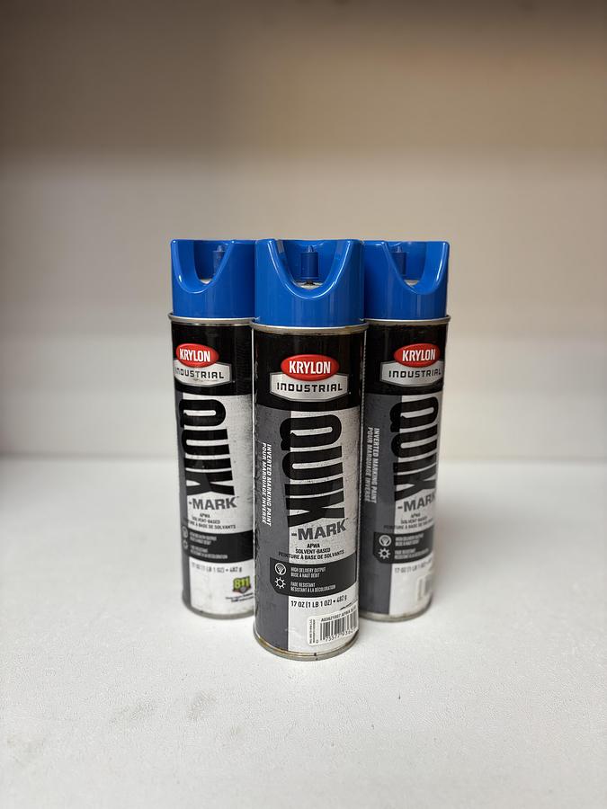 Used (Lot of 4) Krylon Quik Mark A03621007 Apwa Solvent-Based Blue 17oz GHA-7