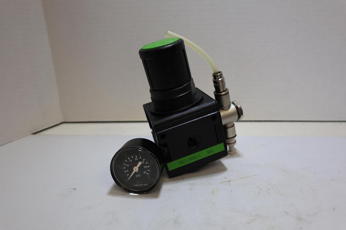 Used Bosch Rexroth 0821302511 Pneumatic Pressure Regulator w/ Gauge Used