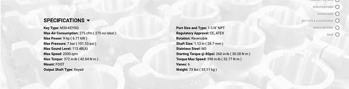 GAST AIR MOTOR Pneumatic Motor 16AM-FRV-2 9 hp 2000rpm 30ft/lb GH202C0