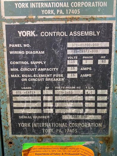 Used YORK YSCACAS2-CHCS MILLENNIUM SCREW CHILLER