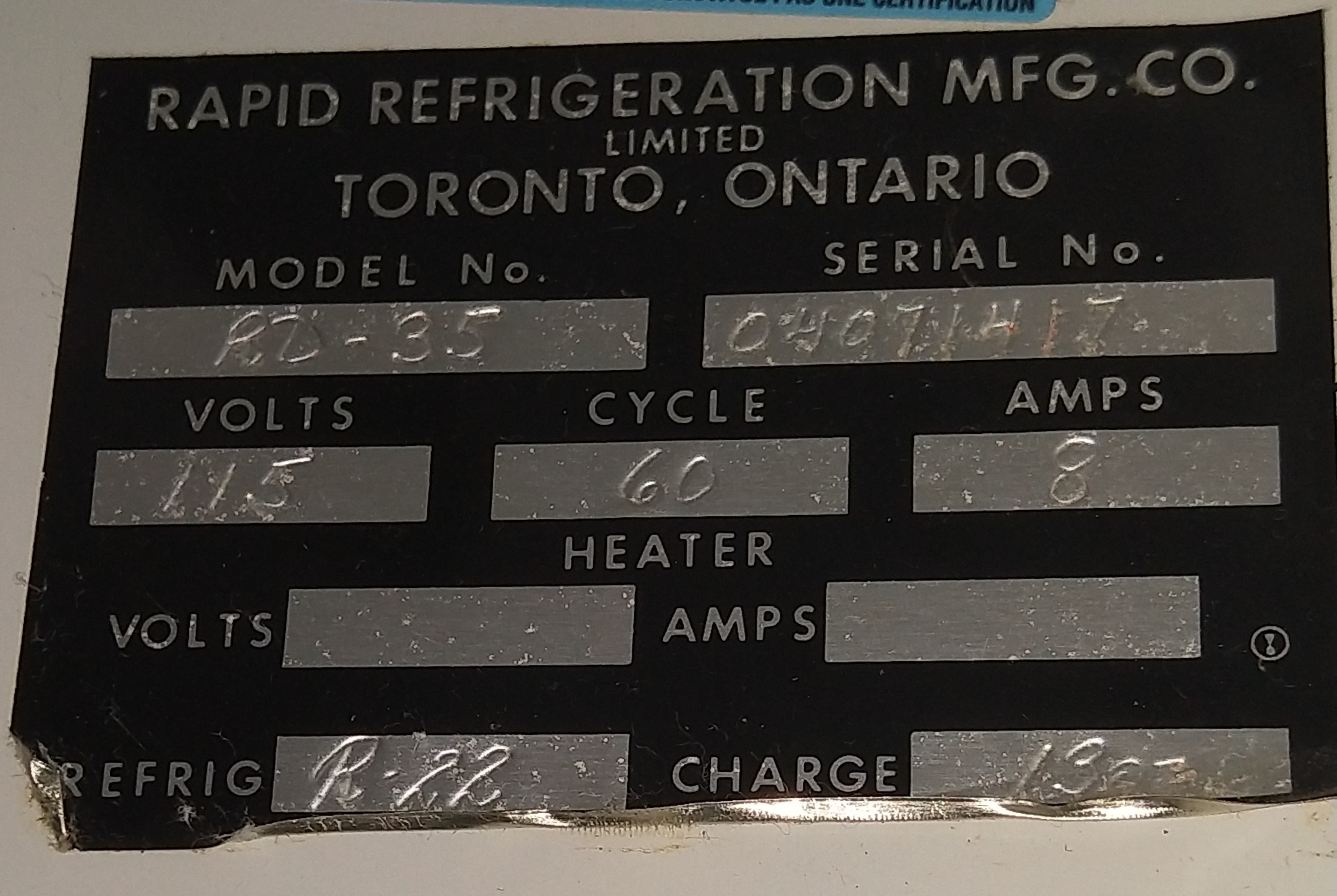 Used Rapid RD-35 2-Door Refrigerator