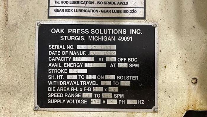 Used Burr Oak Fin Press Line Model FP-3-54