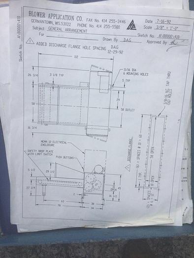 Used 58" BLOAPCO BLOWER APPLICATION COMPANY FLOOR MOUNT SHREDDER W/ CONVEYOR