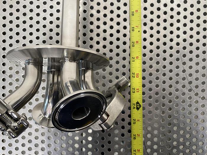 Used Stainless Steel 4" Sanitary Fitting Cap w/ 21" Dip Tube & Outlets/Inlets