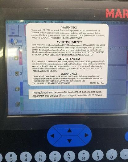 VIDEOJET MARSH ENCORE 32620 0574 008 INKJET PRINTER CASE CODER CONTROLLER