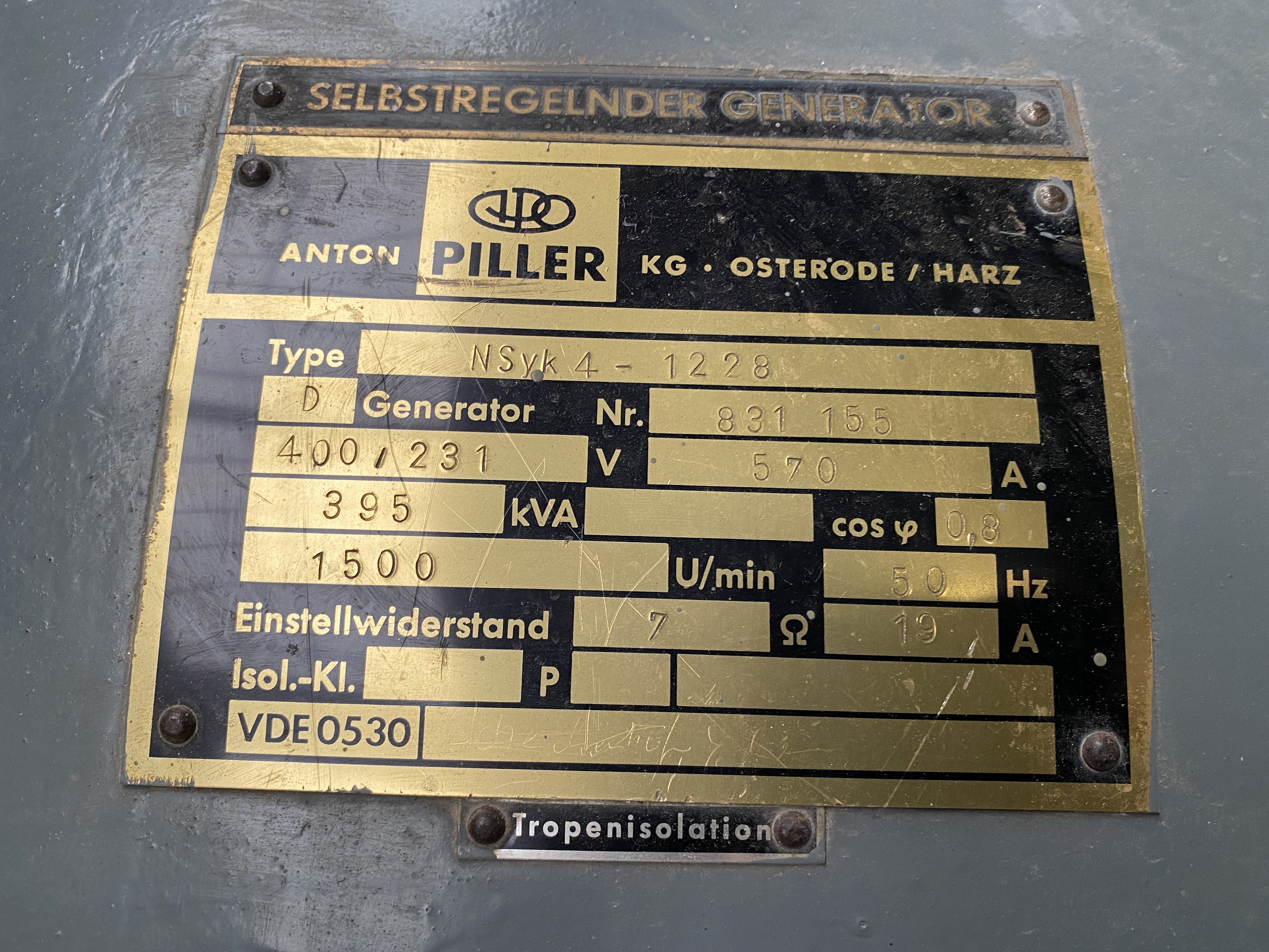 Used MWM RHS518-V16 / PILLER GEN.SET 395 KVA