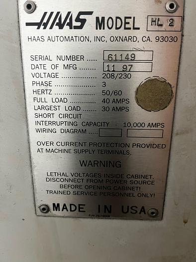 Used 1997 HAAS HL-2 CNC Turning Center