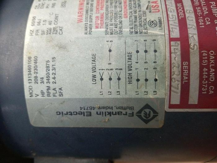 Used Franklin Electric Model 1313460106, Coker Pump & Equipment T37G51-1/4-AB-3.25