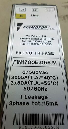 Used FINMOTOR THREE PHASE FILTER FIN1700E.055.M FIN1700E055M 500 VAC