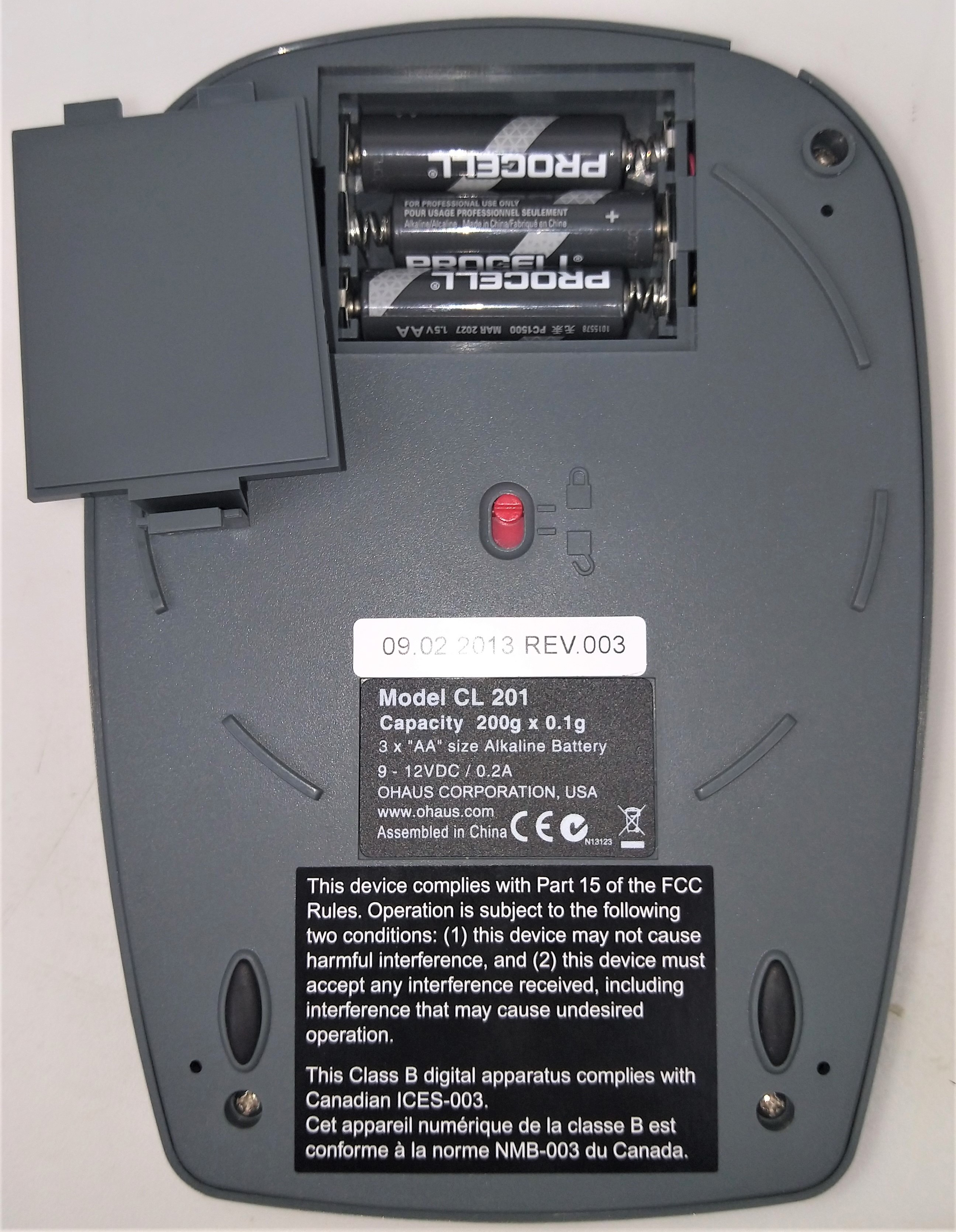 New Open Box Ohaus CL 201 Portable Balance - 200g x 0.1 g