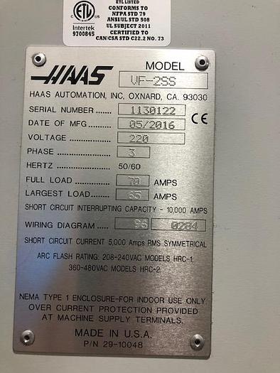 Used 2016 Haas VF-2SS