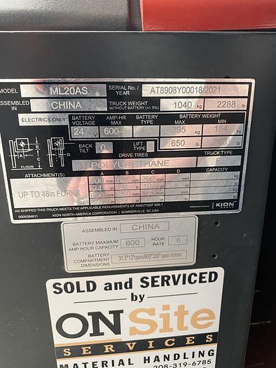 Used 2022 Linde Walkie Stacker