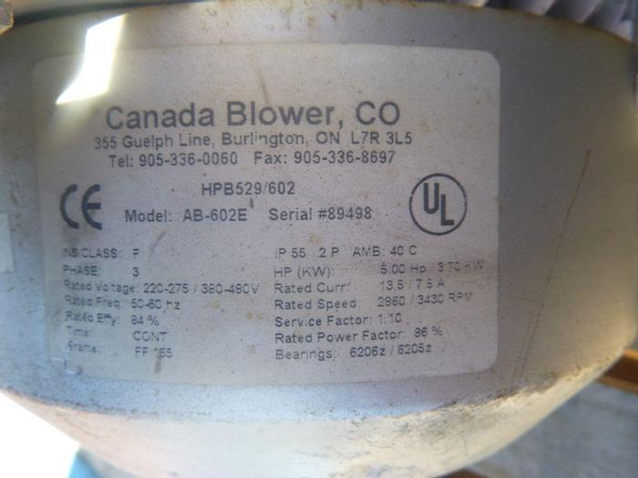 Used Blower, 5 HP, Regenerative, Canada Blowers, 155 CFM #S744410