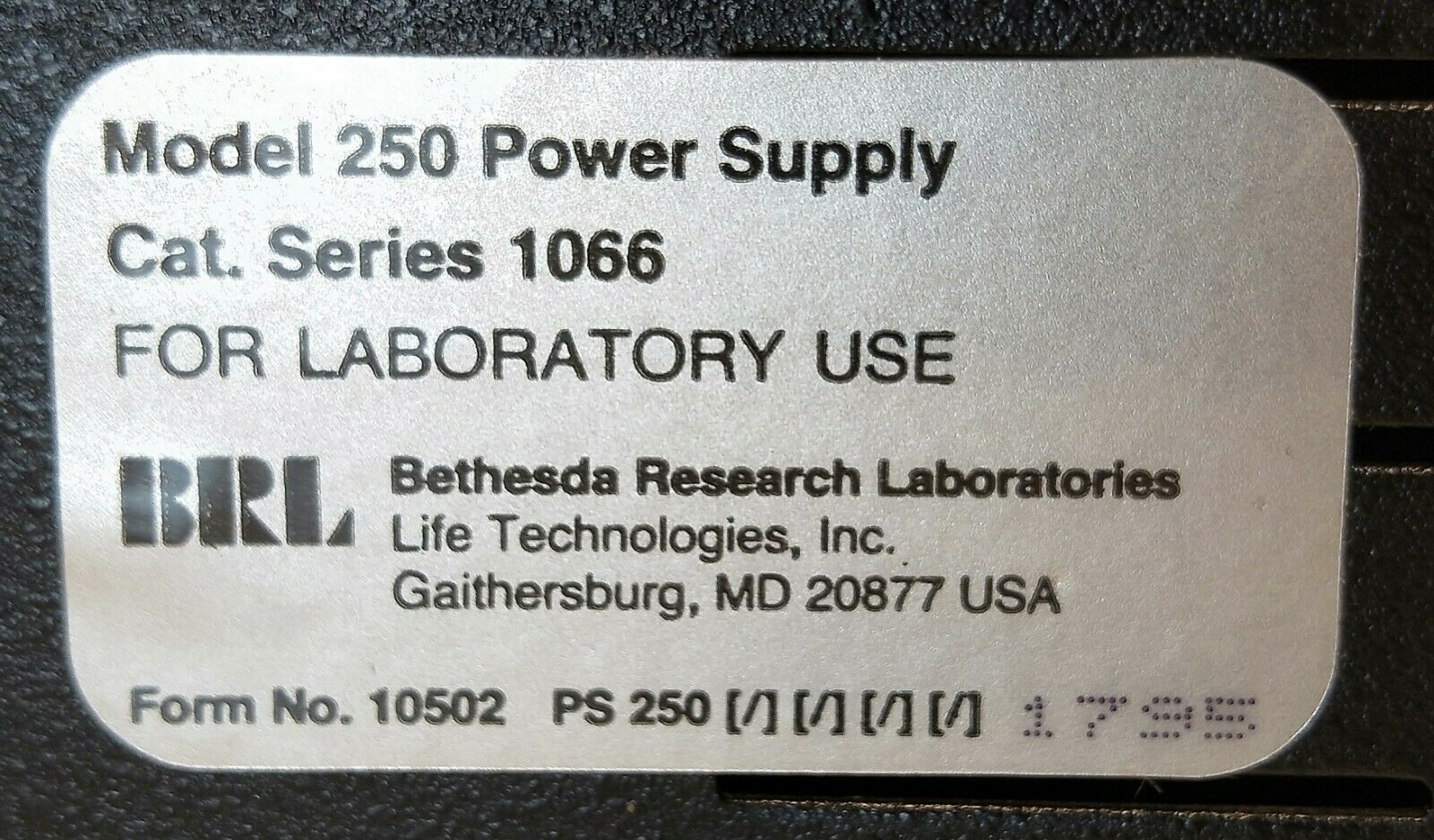 Used Gibco BRL 250 Electrophoresis Power Supply