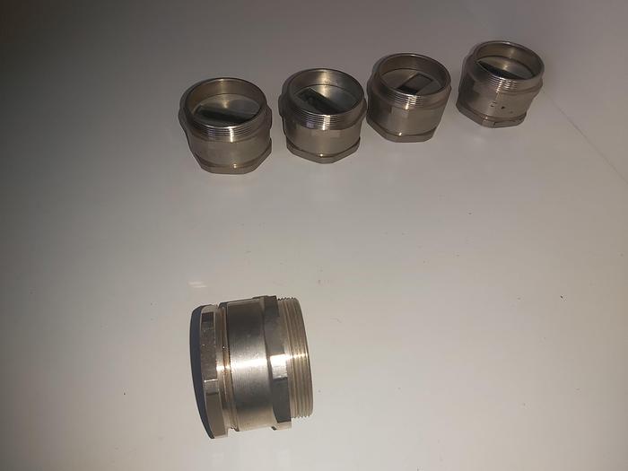 5 Stück Flachkabelverschraubung, MS vernickelt, PG42, 13x42mm, Lütze neuwertig