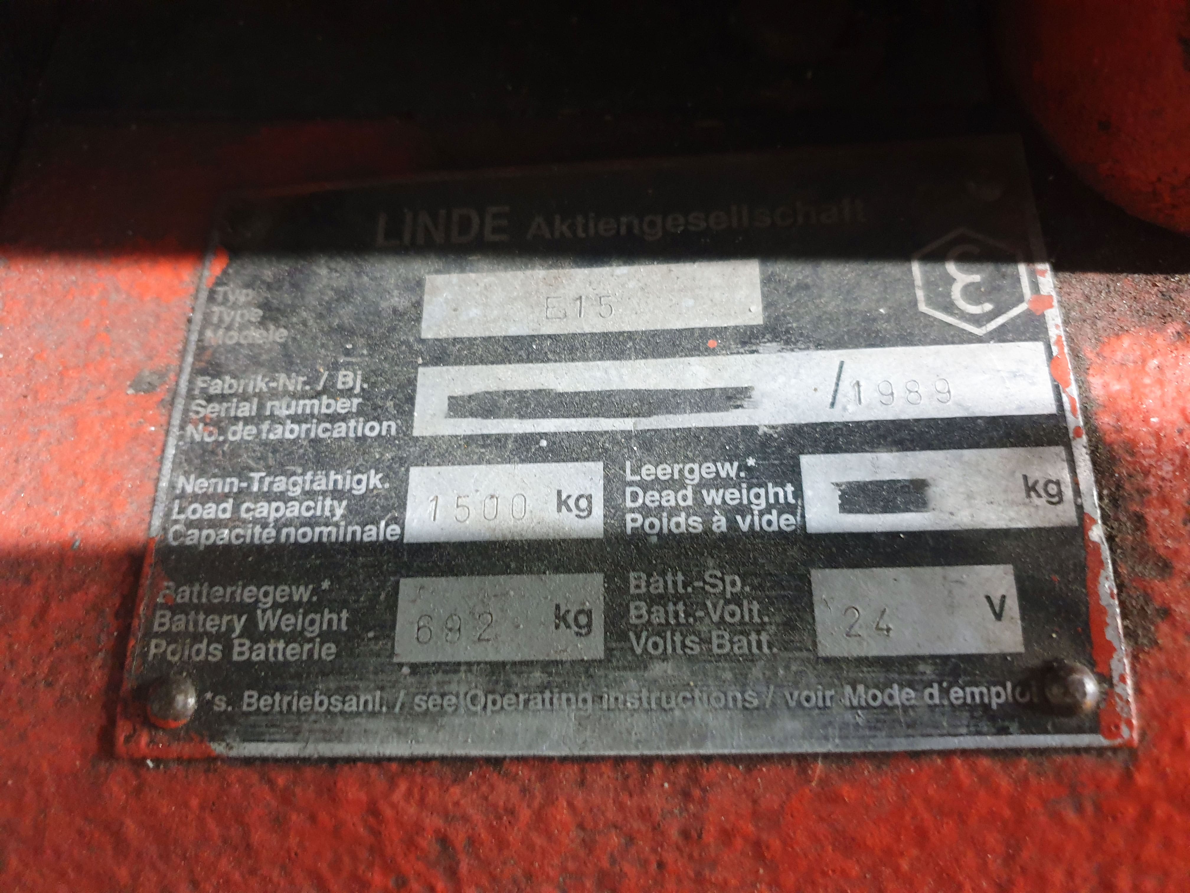 Used Linde E 15 - Forklift - 1989