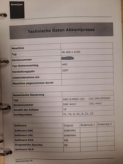 Used 2007 Bystronic BEYELER PR400T x 4100