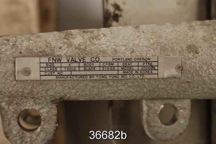 Used Fnw 4" Hand Operated Knife Gate Valve #36682