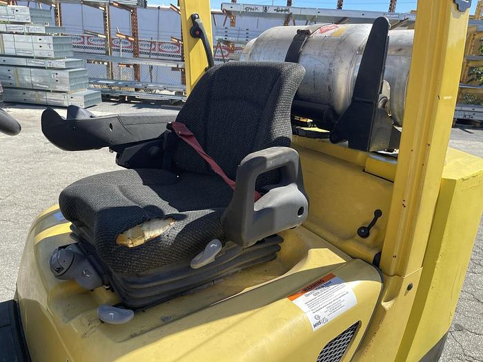 Used 10,000 POUND HYSTER MODEL S100FTBCS FORKLIFT WITH 64" DIAMETER CASCADE CLAMP - PENDING