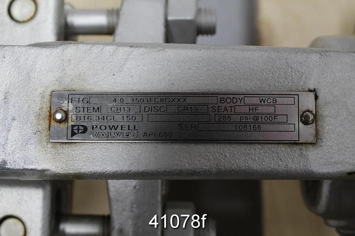 Used Powell 4" Globe Valve #41078