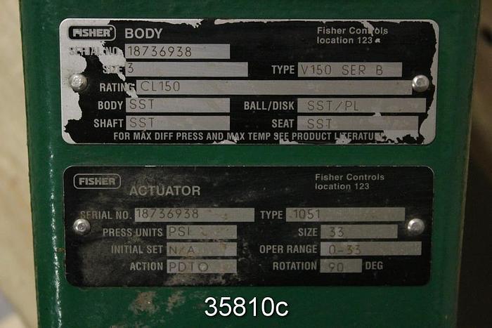 Used Fisher 3" Vee Ball Valve, V150, 1051 Actuator, DVC 6020 Positioner #35810