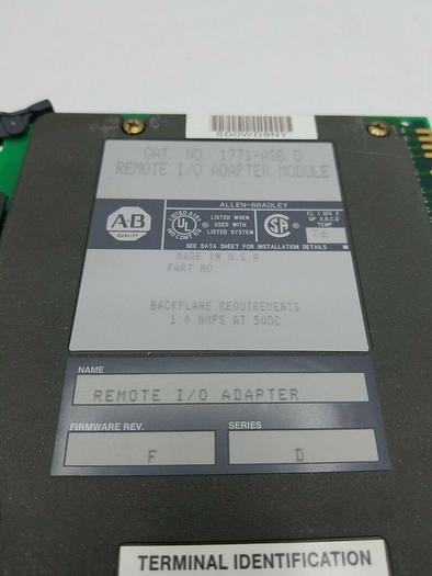 Used Allen Bradley 1771-ASB Remote I/O Adapter Module Ser D Rev F