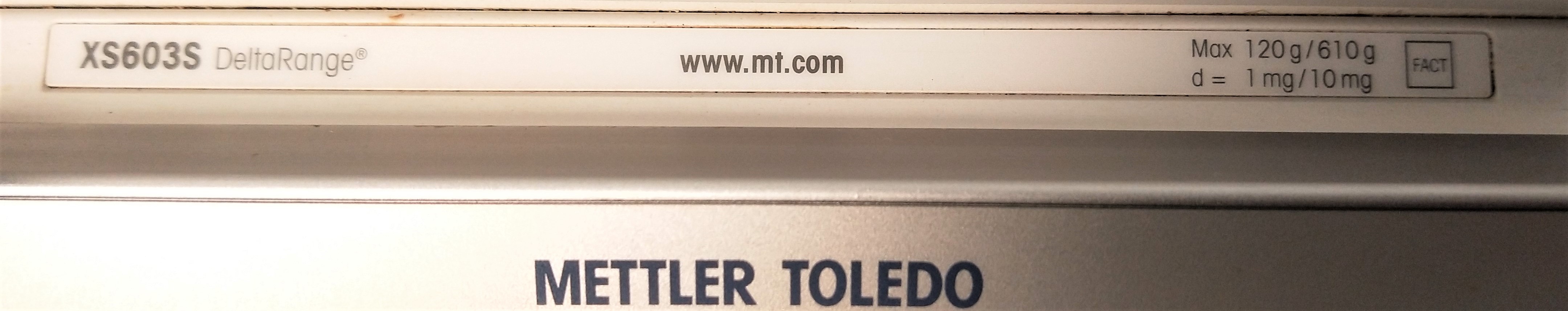 Used Mettler Toledo XS603SDR Delta-Range Analytical Balance (120g x 0.0001g / 610g x 0.001g)