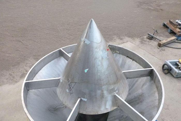 Used Hopper, 9 CF, S/St, 36" x 32", Conical, Air Lock Valve #S744141