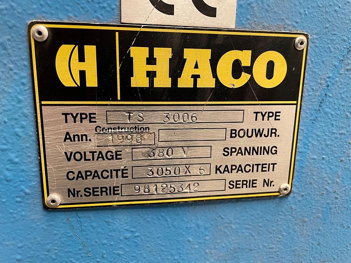 Used 1998 Haco TS 3006 3000mm x 6mm Hydraulic Guillotine