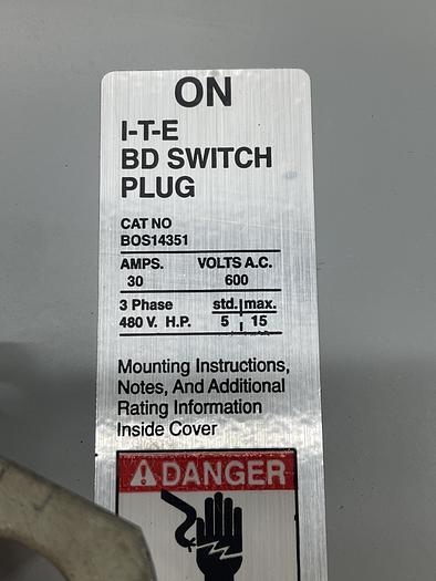 Used ITE BD SWITCH PLUG BOS14351
