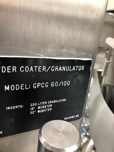 Used Glatt GPCG 60 Fluid Bed Dryer