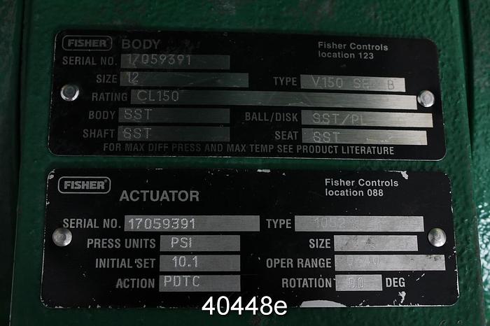 Used Fisher V150 Series B 12" Vee Ball Valve #40448