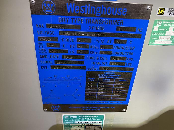 Used WESTINGHOUSE TRANSFORMER