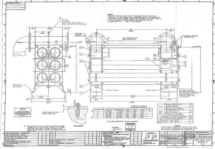 Used Bird Escher Wyss CORECLEAN Reverse Cleaners,2-Banks Of 24 Cleaners Each, 1-Bank Of 10 Cleaners; 10-Bank Has 8 Cleaners Available #13580