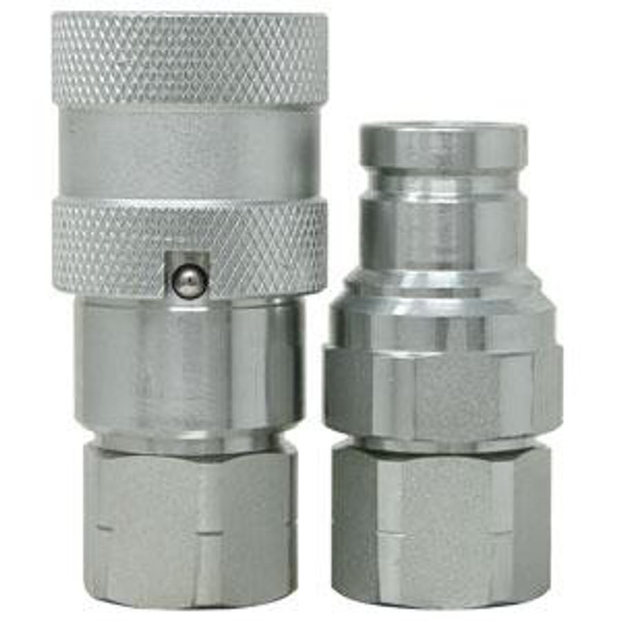 Flat Face Hydraulic Coupler Socket & Plug Set (3/8" NPT)