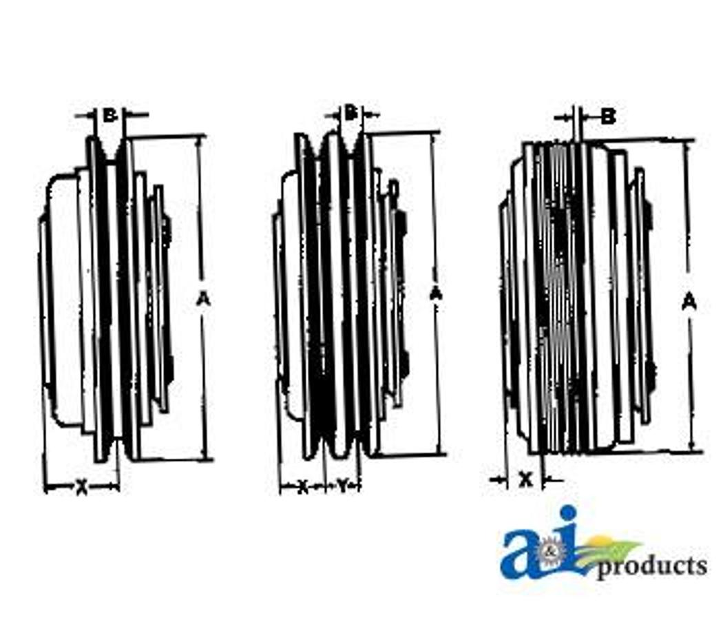 Clutch - Sanden Style (2 groove 5.22" pulley) (X dim = .507", Y dim = 1.086")