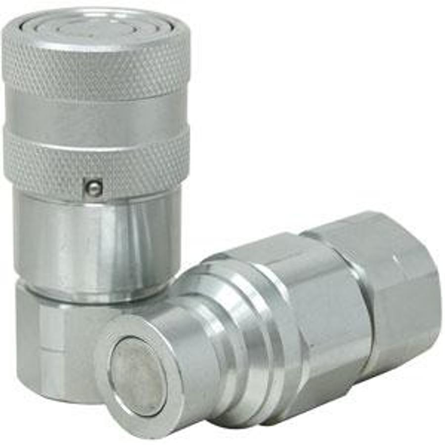 Flat Face Hydraulic Coupler Socket & Plug Set (1/2" NPT)