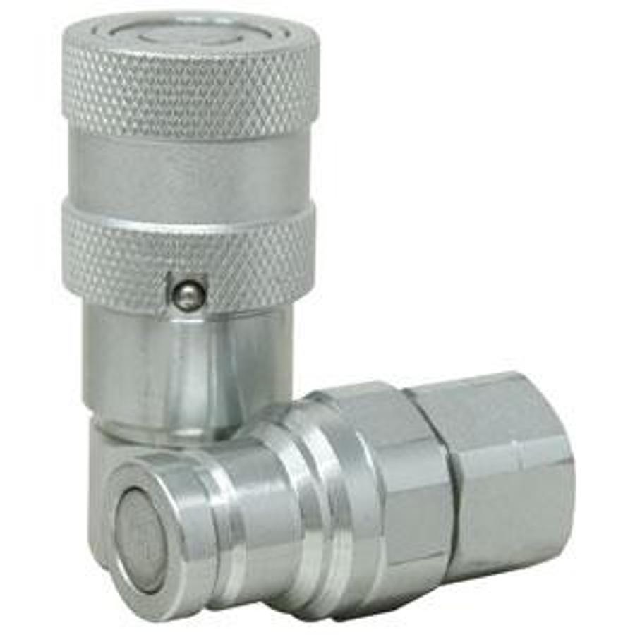 Flat Face Hydraulic Coupler Socket & Plug Set (3/8" NPT)