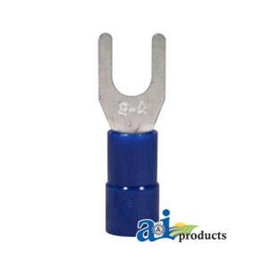 Spade Terminal, Insulated, Wire Size 16-14, Stud Size #8, 10 Pk