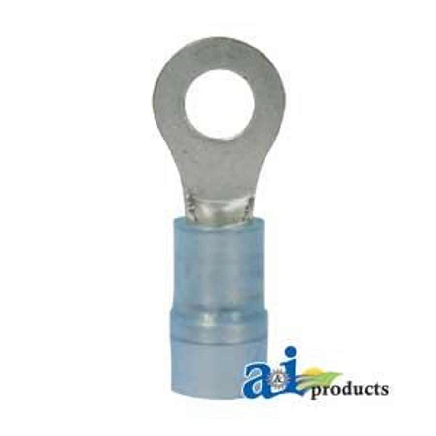 Ring Terminal, Insulated, Wire Size 16-14, Stud Size #8, 10 Pk