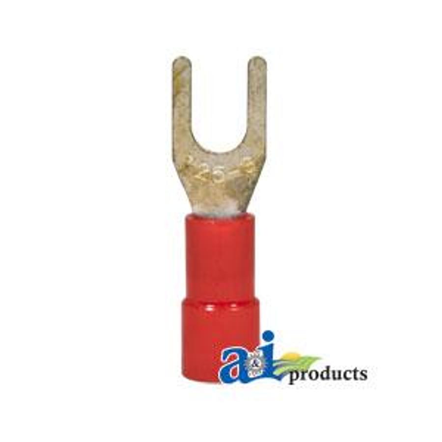 Spade Terminal, Insulated, Wire Size 22-16, Stud Size #6, 10 Pk